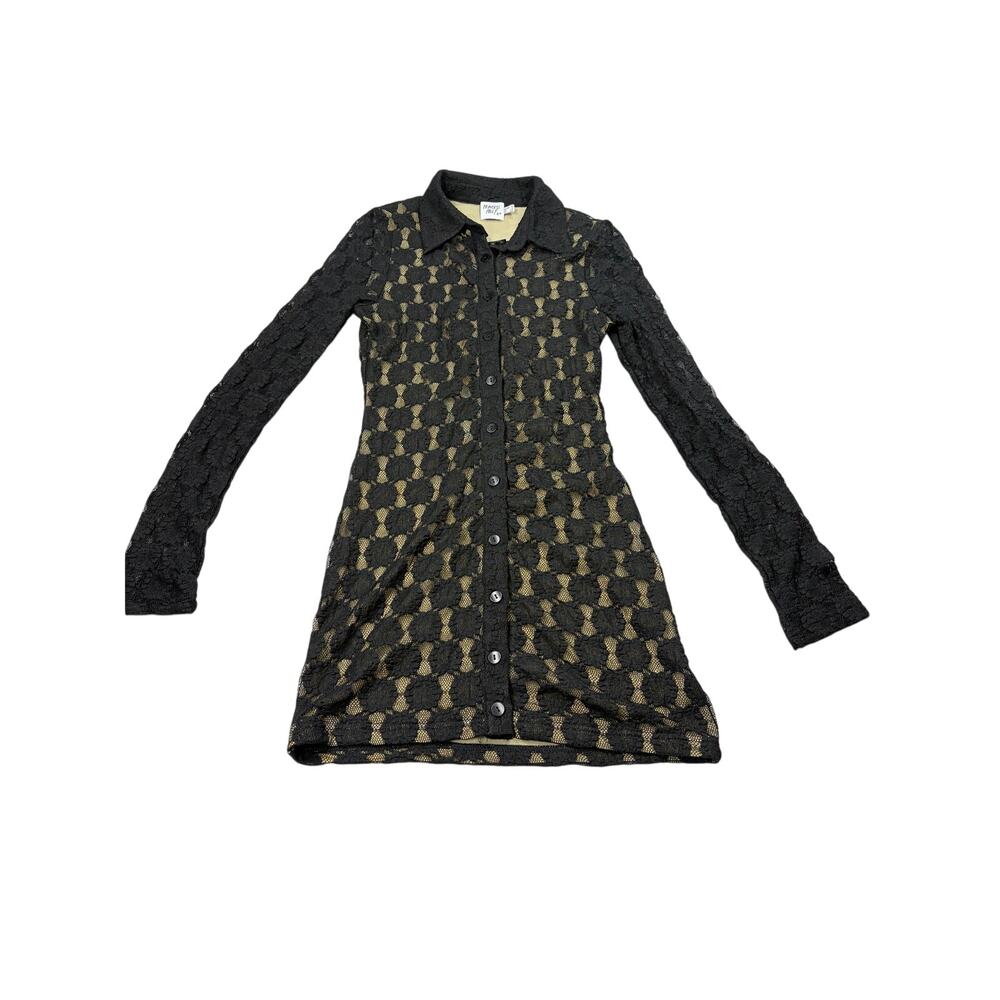 Princess Polly black lace long sleeve button front dress. Size 4. funeral